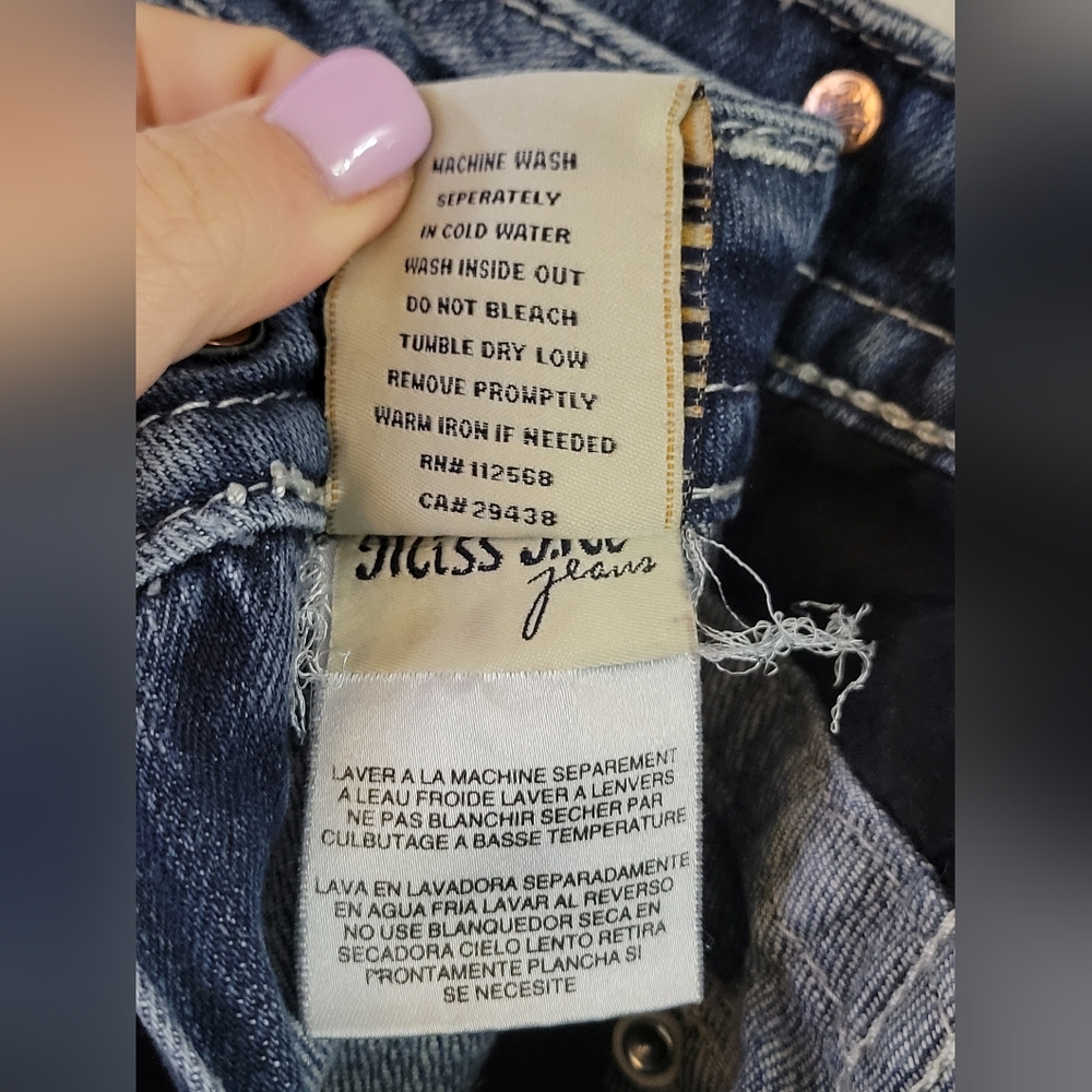 Miss Me Low Rise Crystal Embellished Skinny Jeans Size 28 Dark Wash JE5351S5R - Picture 10 of 12